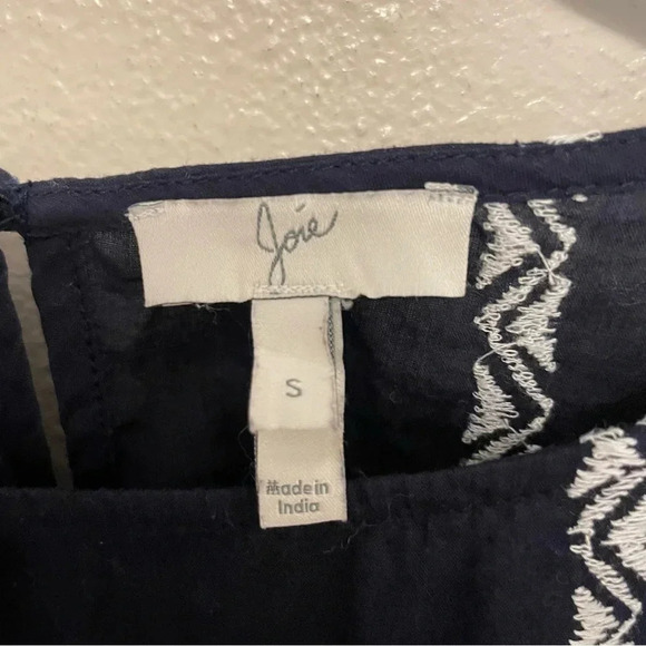 JOIE Shoffie Midnight Embroidered 100% Cotton Blouse Size Small Lightweight - Picture 5 of 7
